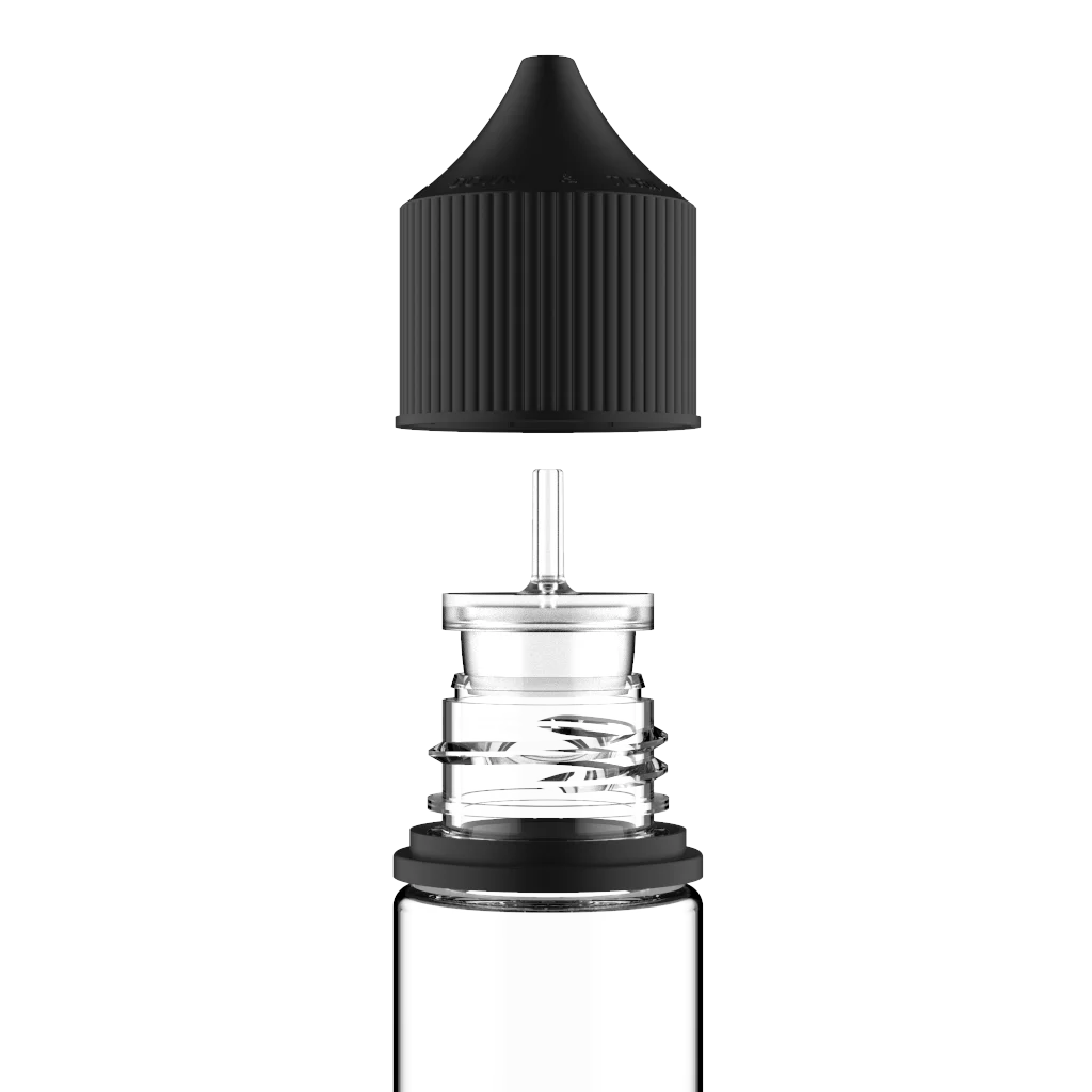 Chubby Gorilla Bottles - 30ml PET Clear Bottle with CRC & Tamper Black Cap - Image 4
