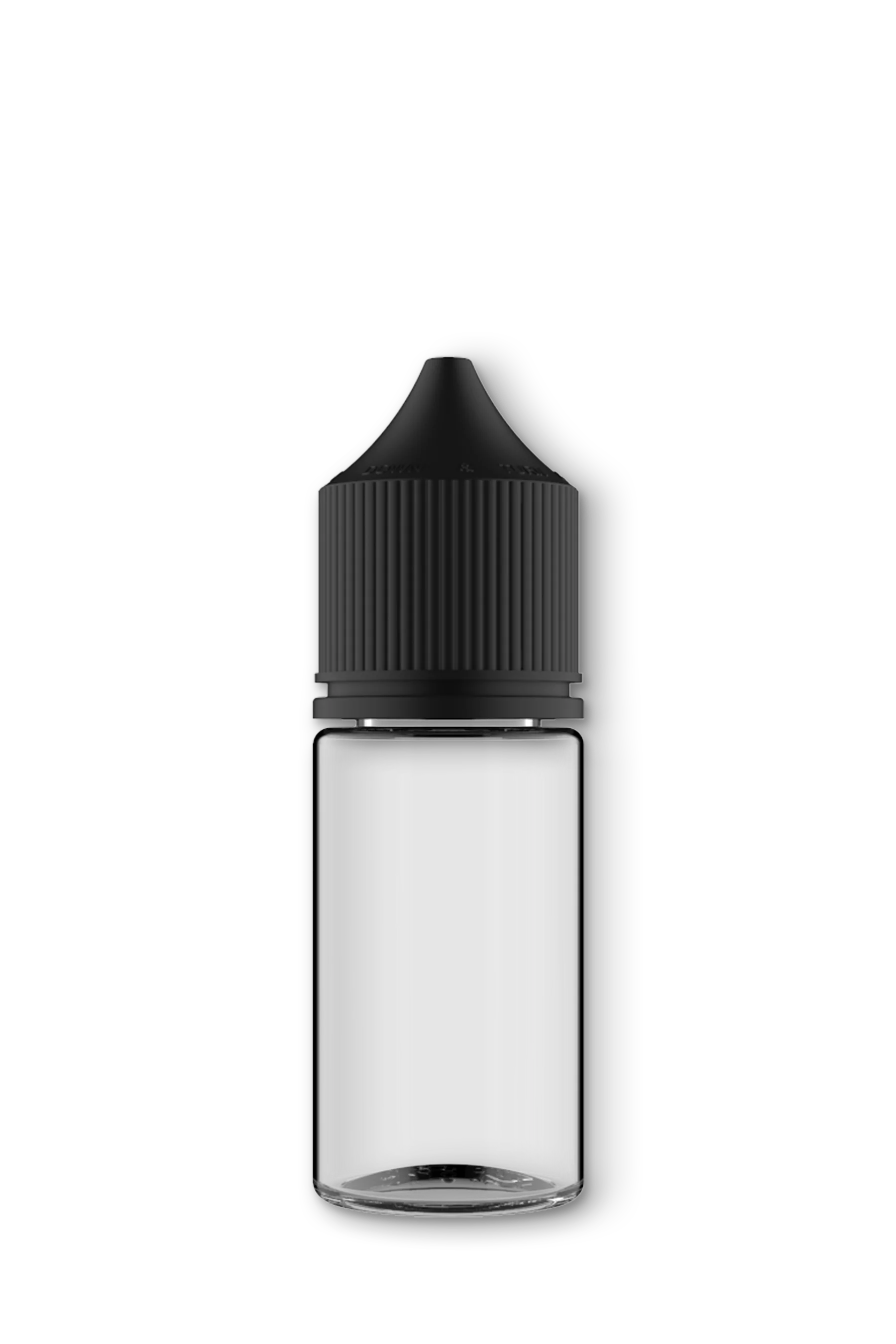Chubby Gorilla Bottles - 30ml PET Clear Bottle with CRC & Tamper Black Cap