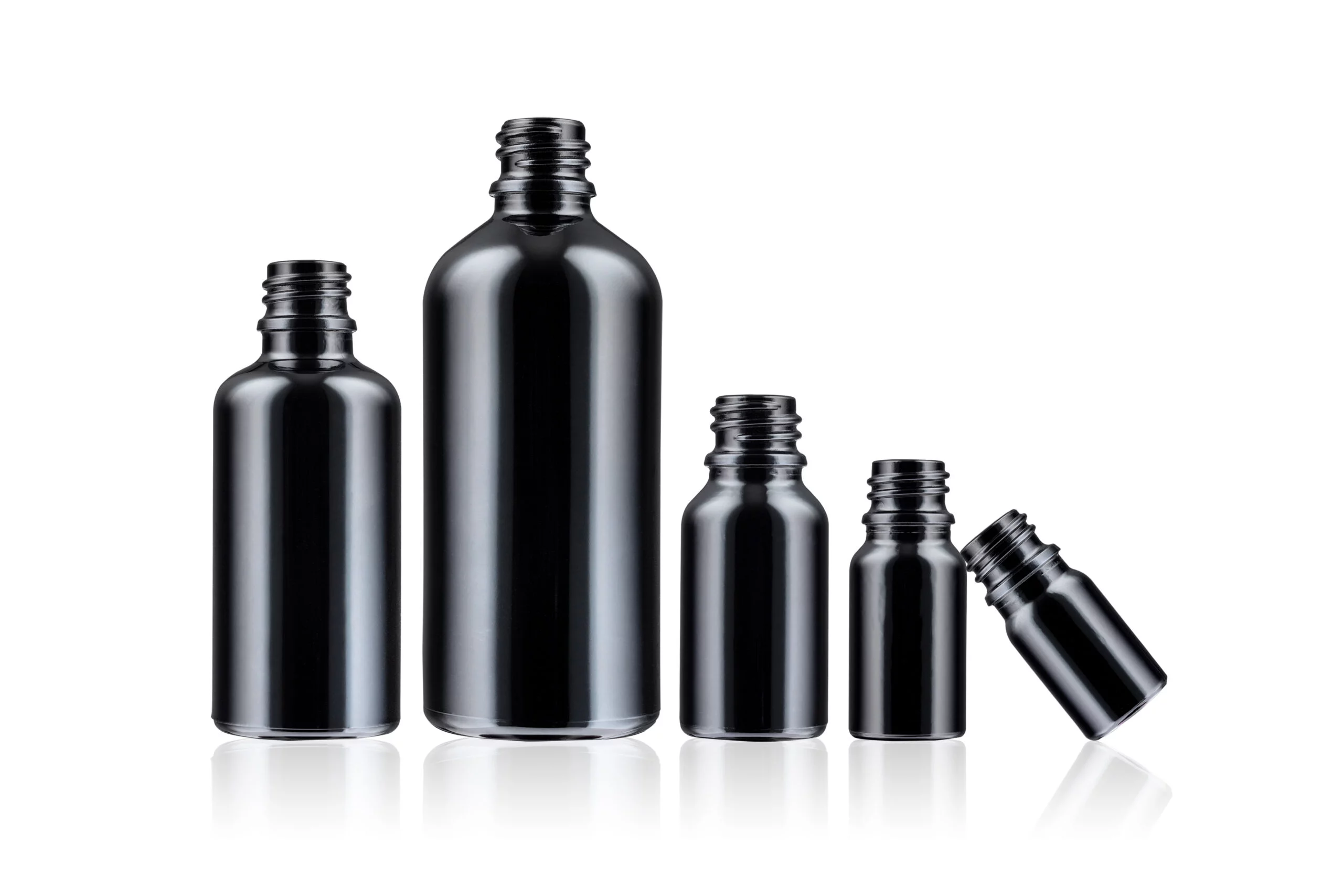 Black glass dropper bottles